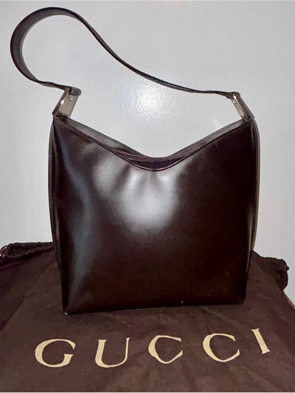 Gucci Tom Ford era Vintage leather shoulder bag. - Picture 8 of 14